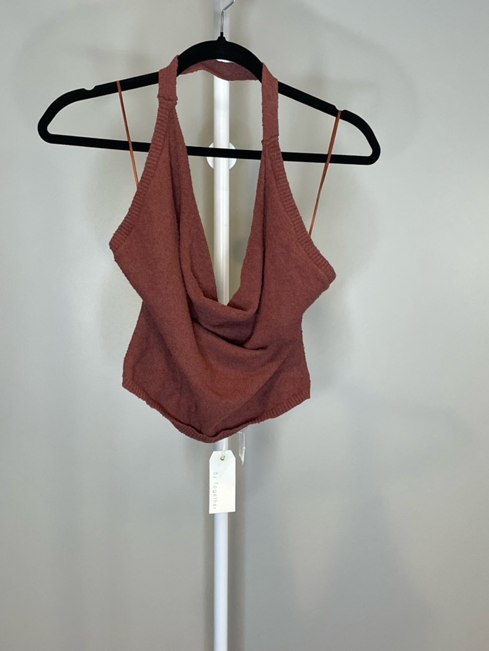 By Together Ribbed Knit Halter Crop Top - Rust/Cocoa NWT - Size Small